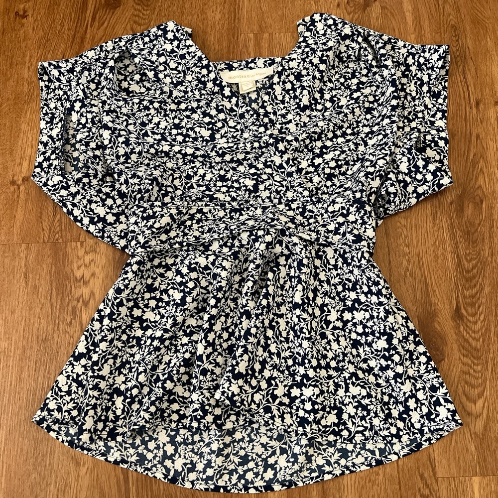 Navy Floral Women's Blouse